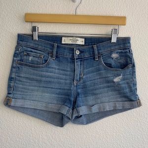Abercrombie & Fitch Low Rise Mid-Wash Jean Shorts